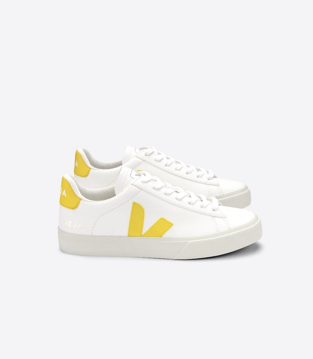 Veja Campo Chromefree メンズ ランニングシューズ 白 黄色 | AOFI-80271