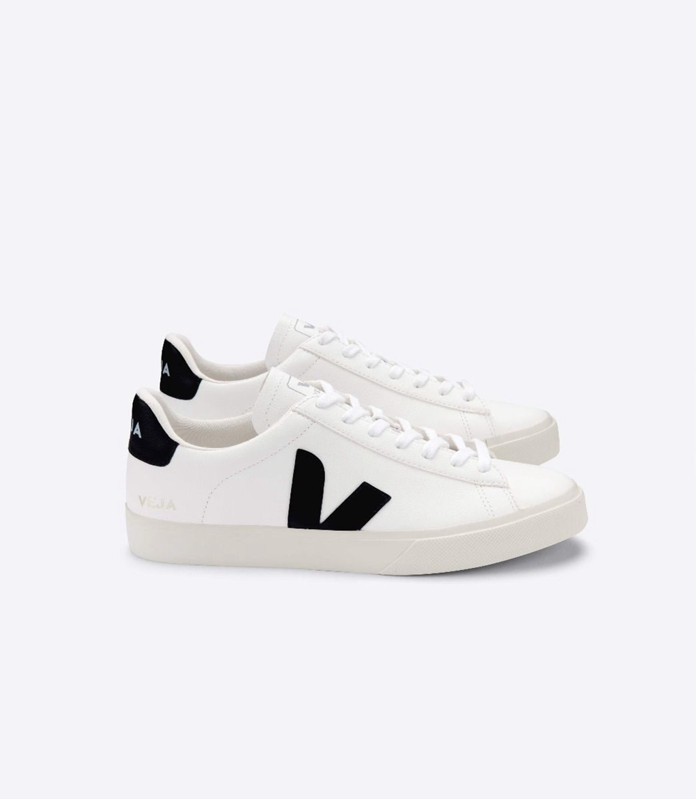 Veja Campo Chromefree レディース ランニングシューズ 白 黒 | AHLR-48917