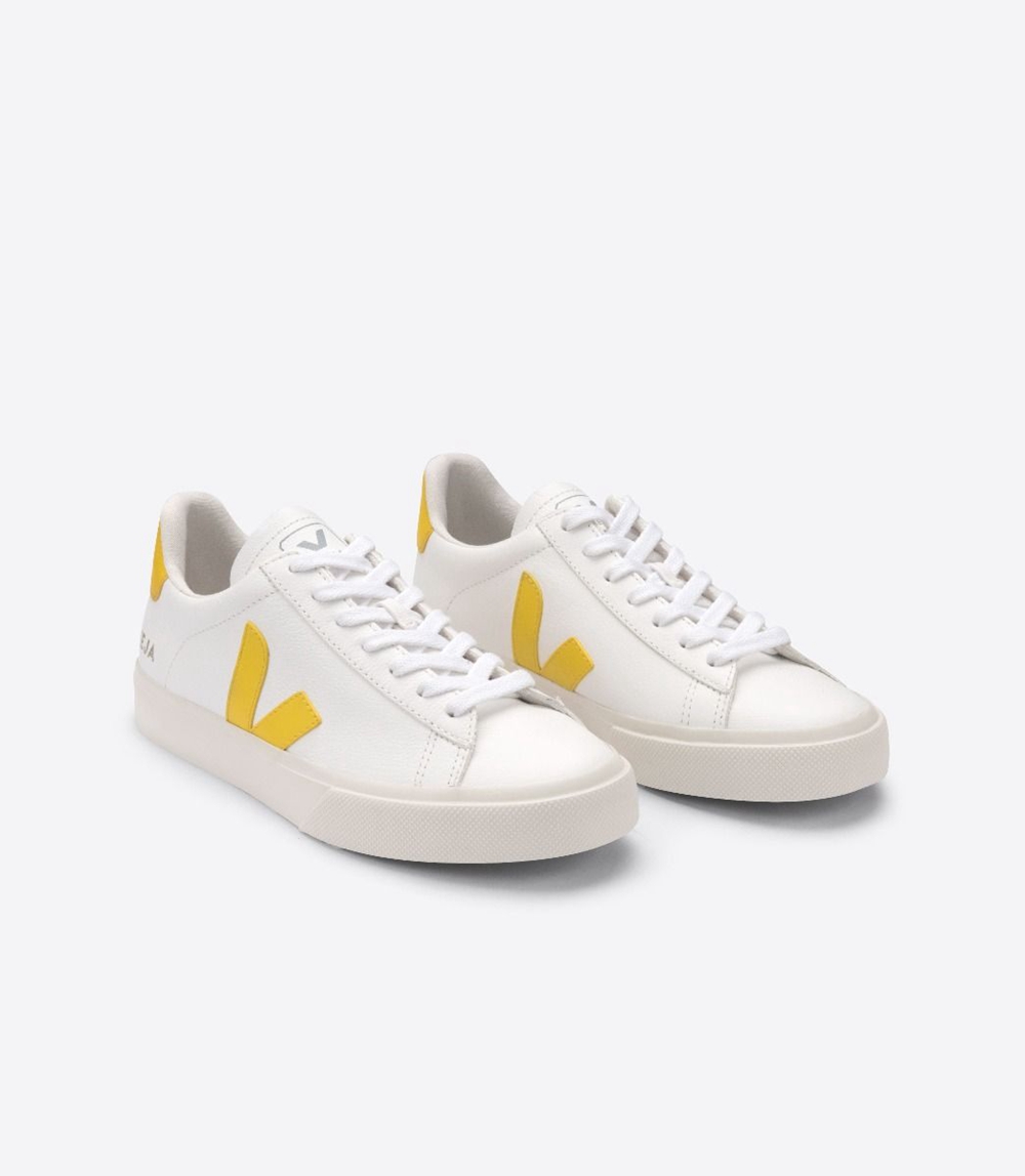 Veja Campo Chromefree レディース ランニングシューズ 白 黄色 | HCXW-48207