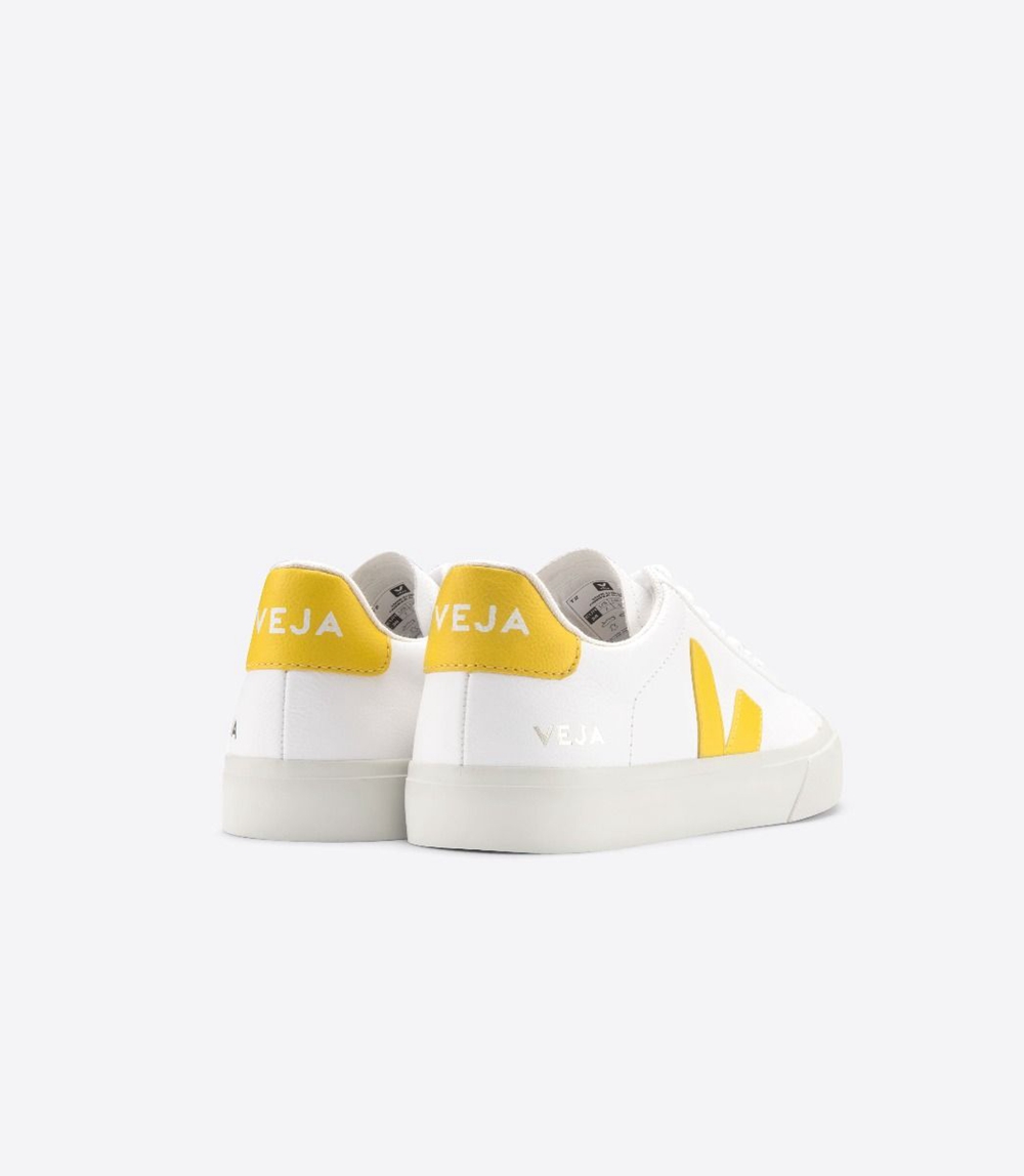 Veja Campo Chromefree レディース ランニングシューズ 白 黄色 | HCXW-48207