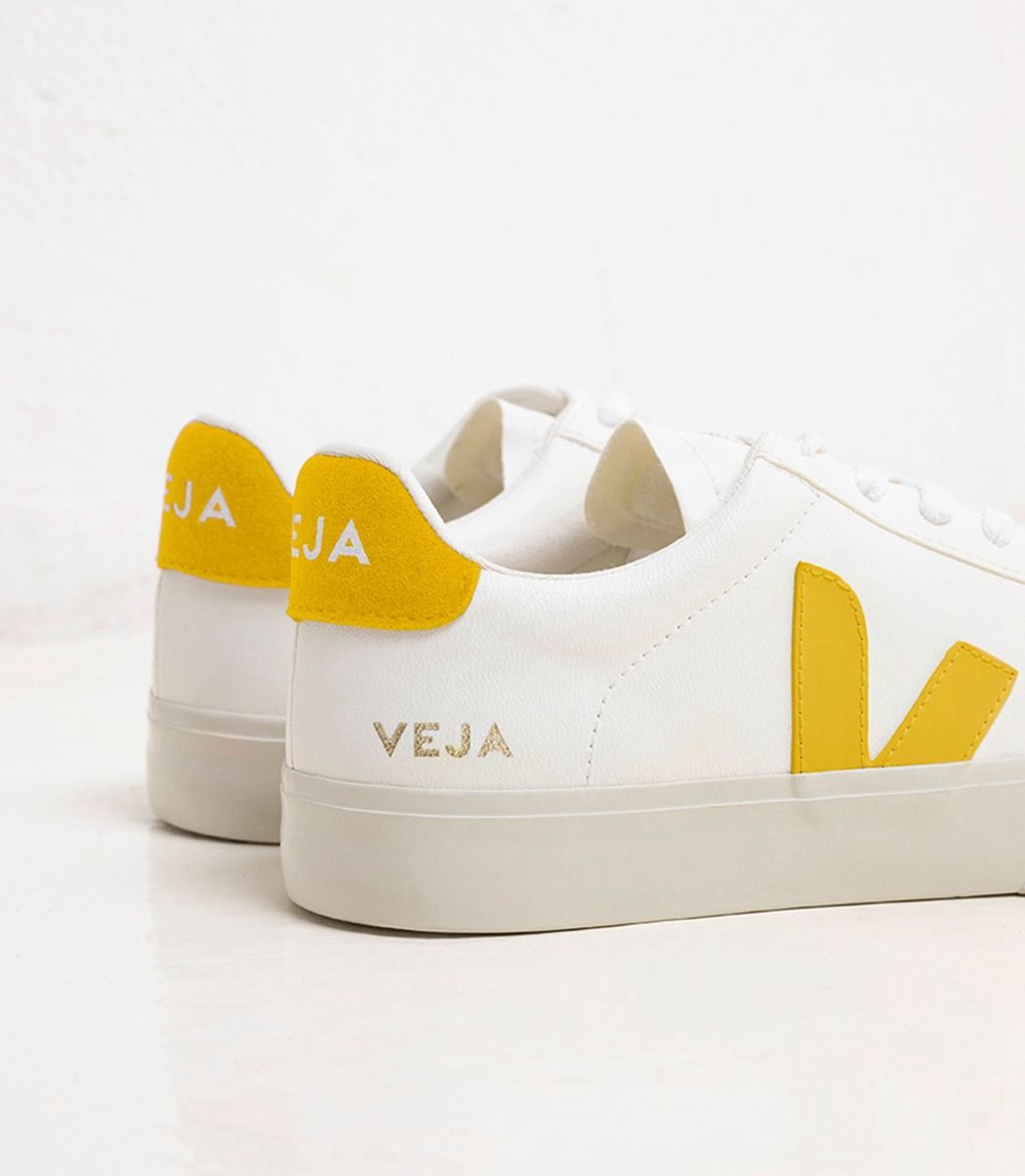 Veja Campo Chromefree レディース ランニングシューズ 白 黄色 | HCXW-48207