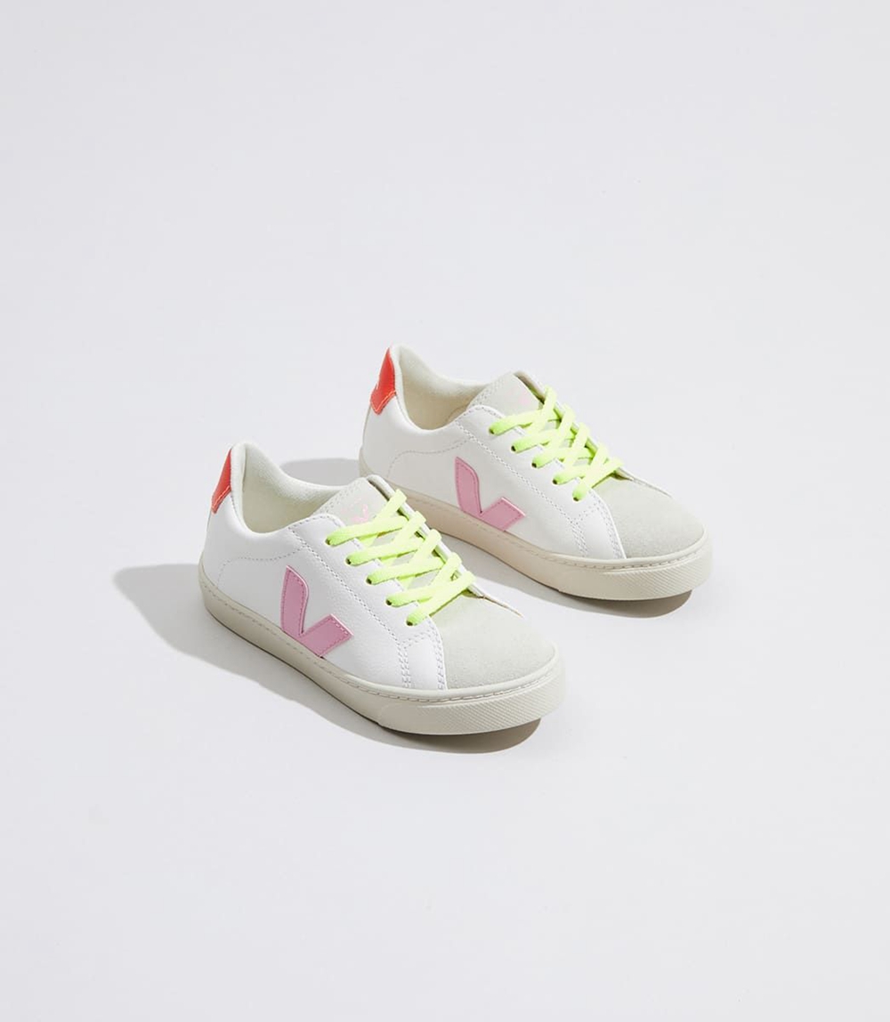 Veja Esplar Chromefree キッズ ランニングシューズ 白 ピンク | ONUS-29783