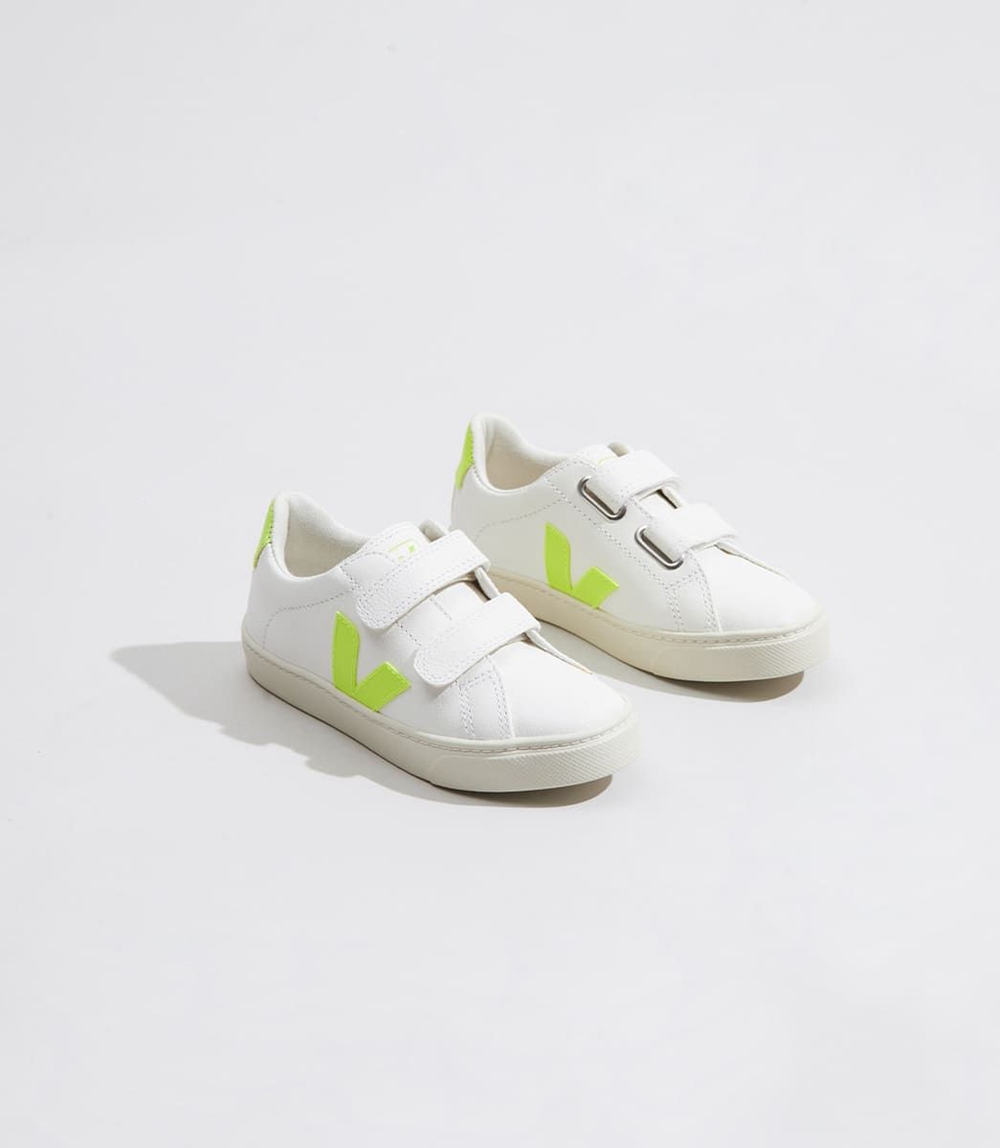 Veja Esplar Chromefree キッズ ランニングシューズ 白 緑 | MNDL-63571