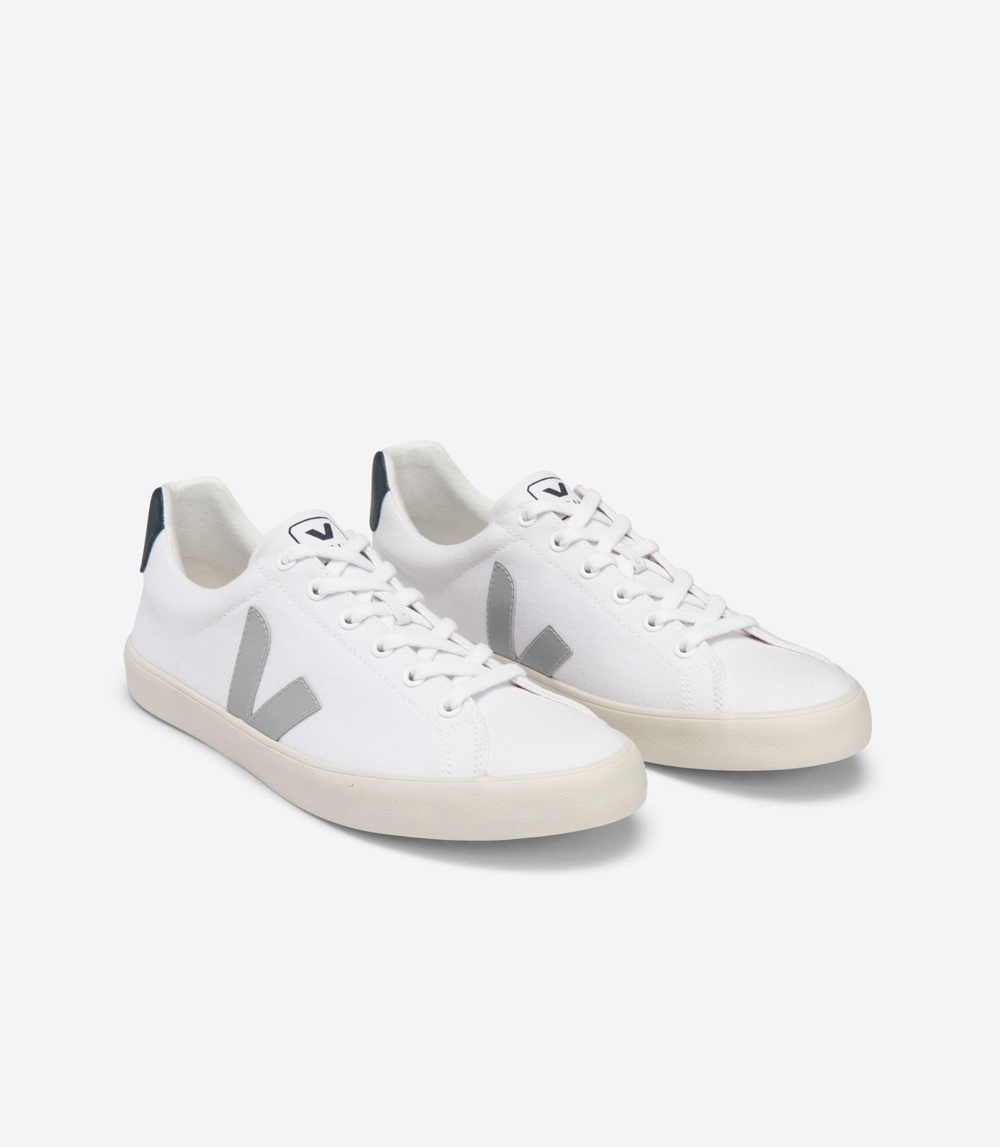 Veja Esplar キャンバス メンズ Vegan Sneakers 白 グレー | FUJL-51078