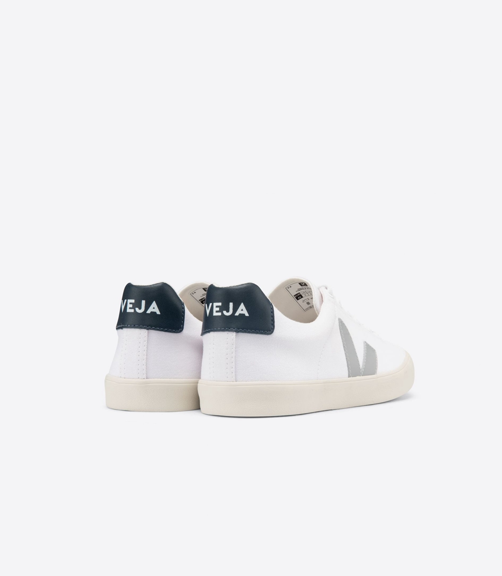 Veja Esplar キャンバス メンズ Vegan Sneakers 白 グレー | FUJL-51078