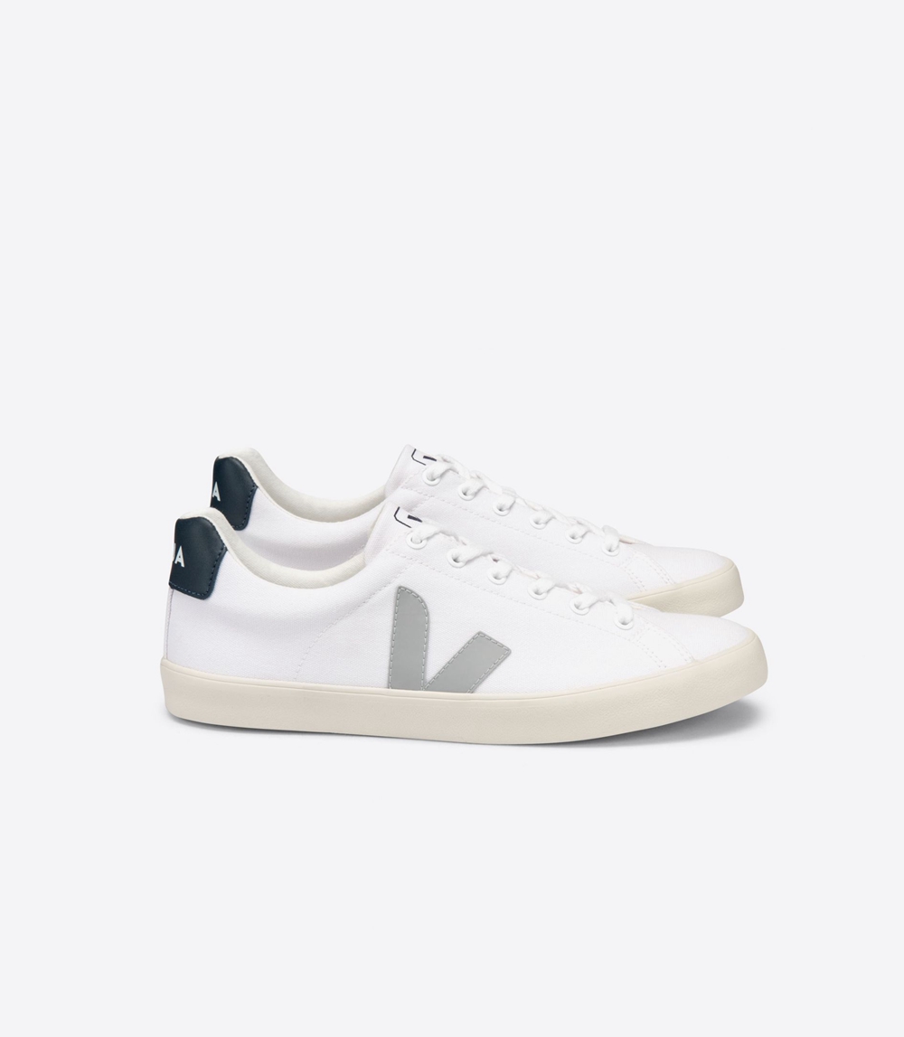 Veja Esplar キャンバス メンズ Vegan Sneakers 白 グレー | FUJL-51078