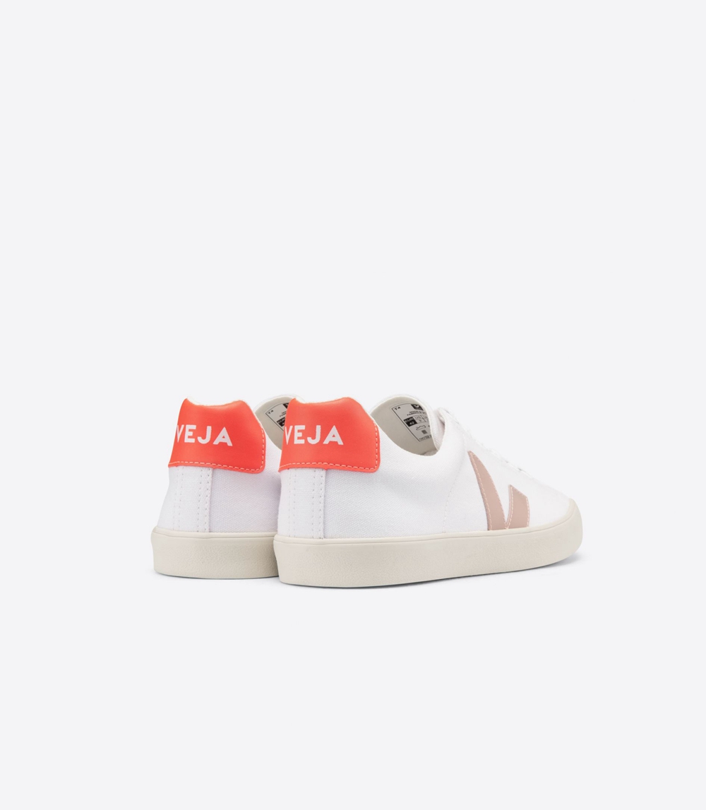 Veja Esplar キャンバス レディース Vegan Sneakers 白 オレンジ | AWTO-94156