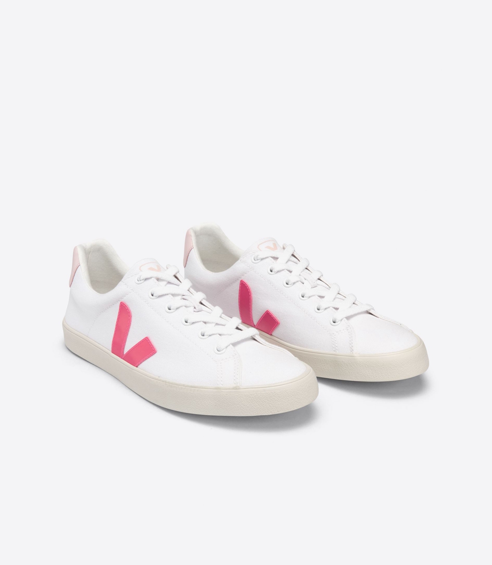 Veja Esplar キャンバス レディース Vegan Sneakers 白 ピンク | UOTI-10728