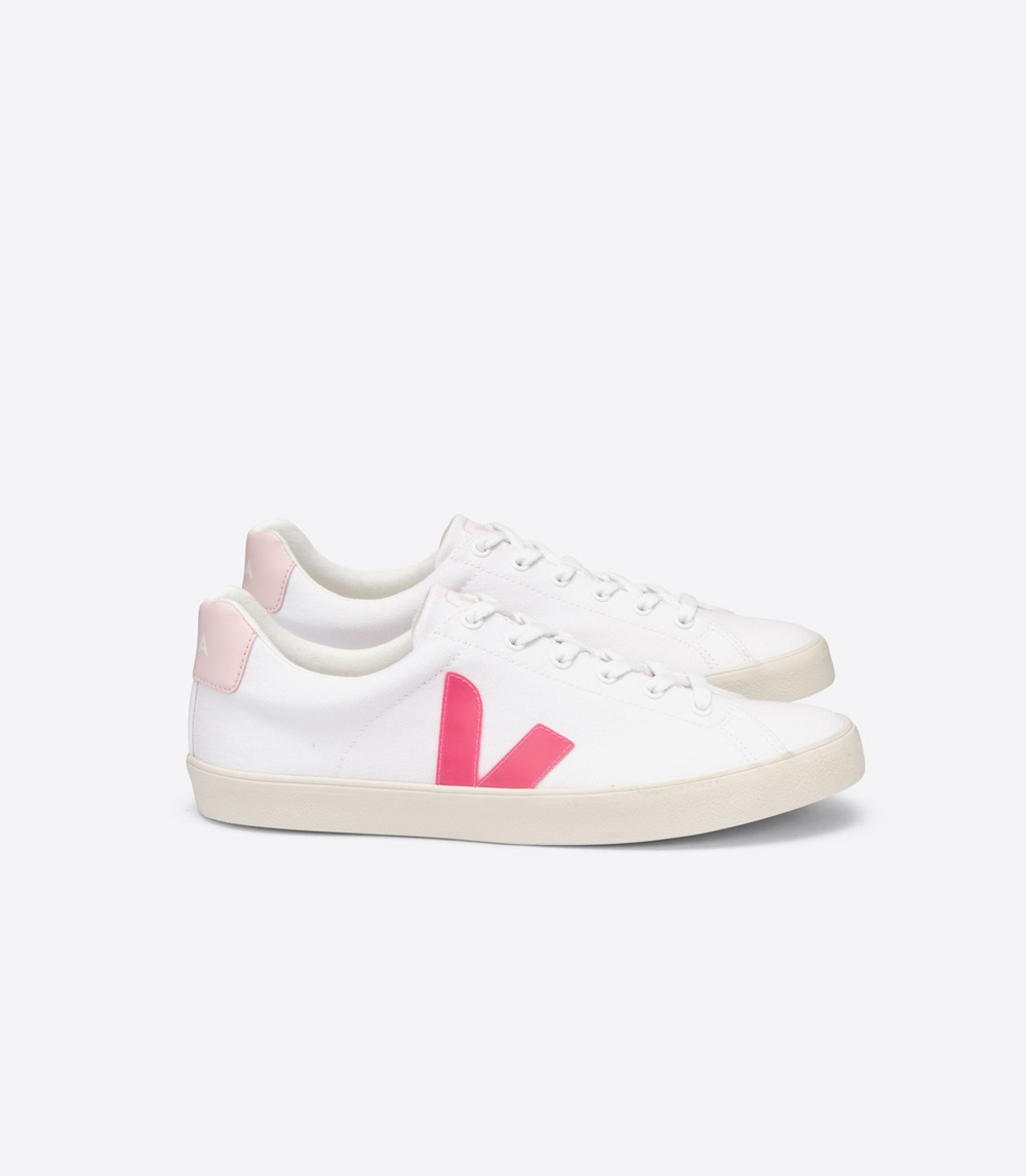 Veja Esplar キャンバス レディース Vegan Sneakers 白 ピンク | UOTI-10728