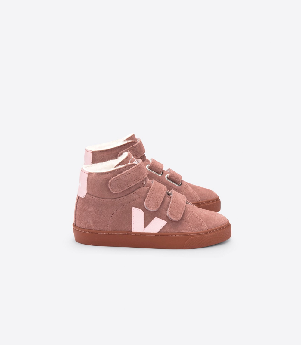 Veja Esplar ミッドカット スエード キッズ ランニングシューズ ピンク | HYAW-20469