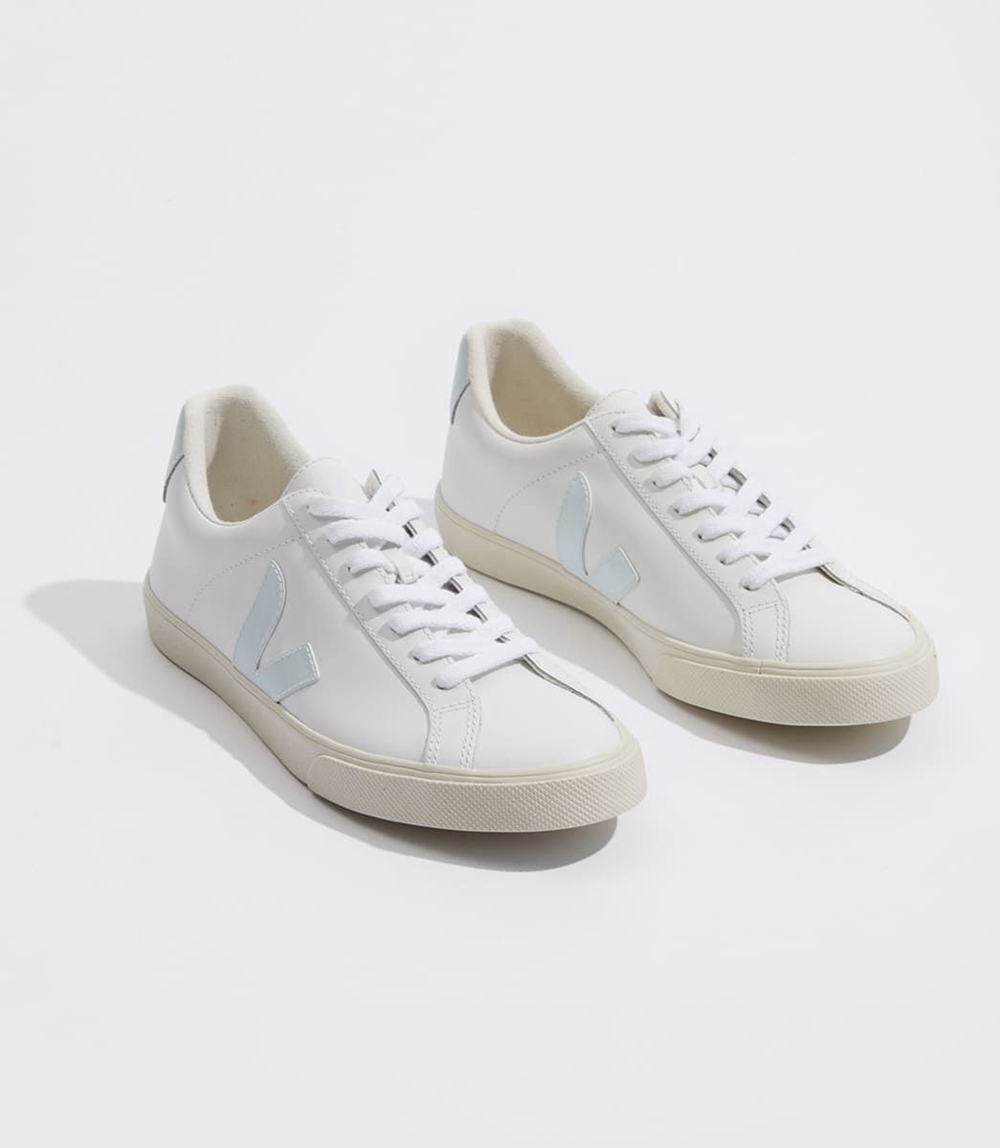 Veja Esplar レザー メンズ ランニングシューズ 白 ターコイズ | URWY-72680