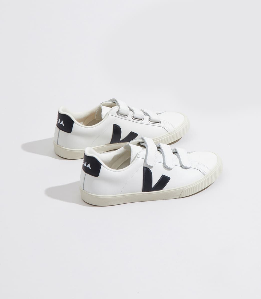 Veja Esplar レザー メンズ ランニングシューズ 白 黒 | XNFY-86470