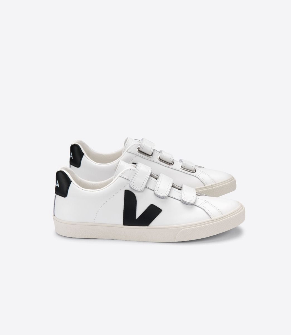 Veja Esplar レザー メンズ ランニングシューズ 白 黒 | XNFY-86470