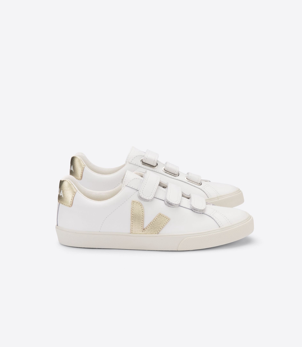 Veja Esplar レザー レディース ランニングシューズ 白 ゴールド | NCFI-09582