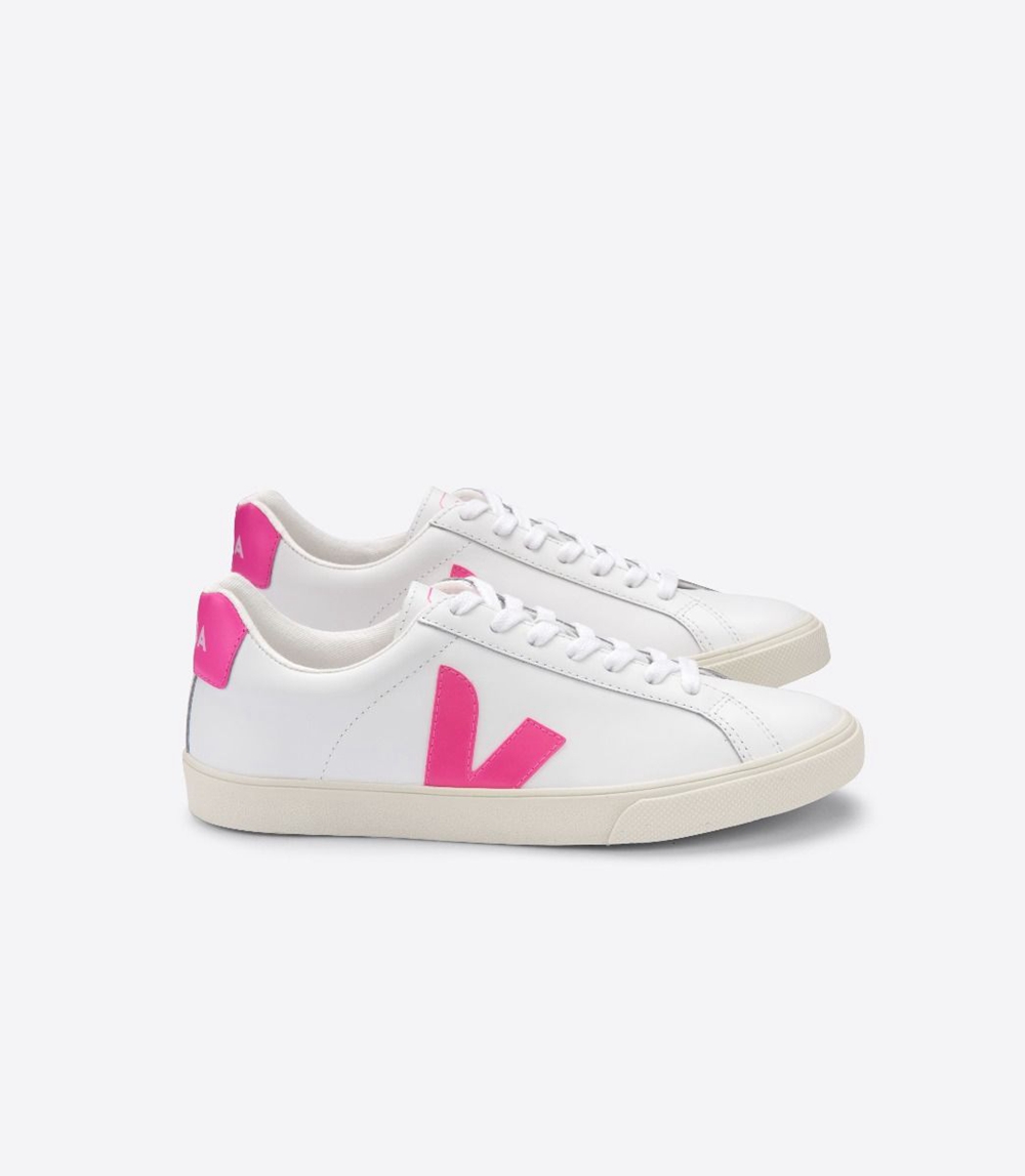 Veja Esplar レザー レディース ランニングシューズ 白 ピンク | FBZY-63915