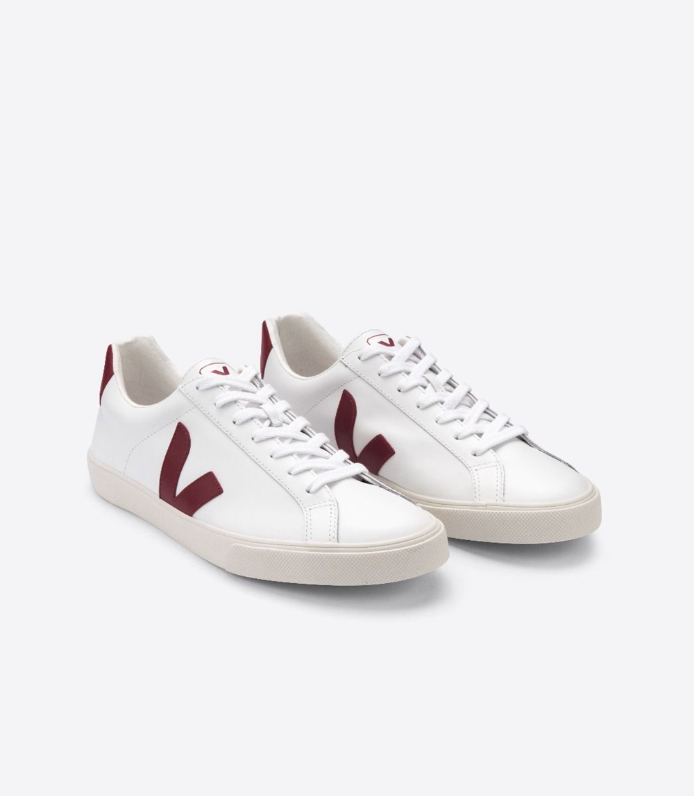 Veja Esplar レザー レディース ランニングシューズ 白 赤 | CZXL-75268