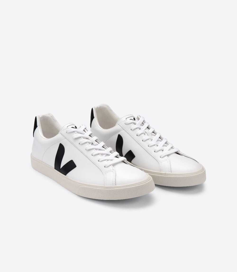 Veja Esplar レザー レディース ランニングシューズ 白 黒 | RKLY-46207