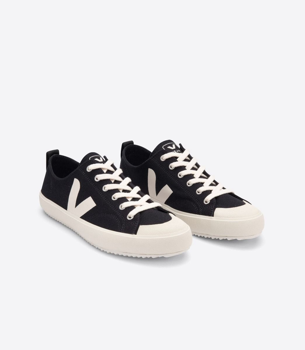 Veja Nova キャンバス レディース Vegan Sneakers 黒 白 | HKEU-78640