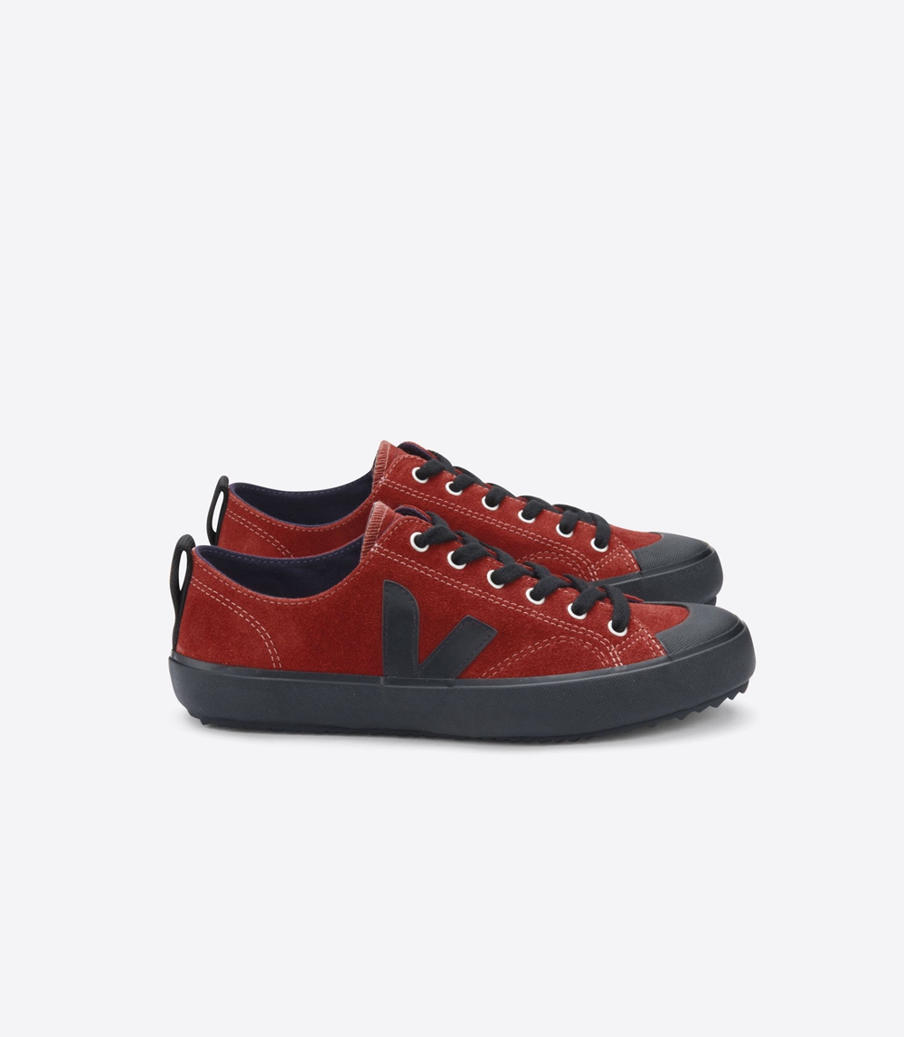 Veja Nova スエード メンズ Vegan Sneakers 赤 黒 | ZCQL-84672