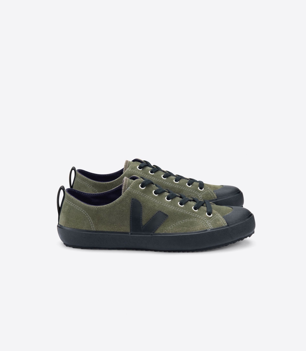 Veja Nova スエード レディース Vegan Sneakers オリーブ 黒 | IYLQ-17802