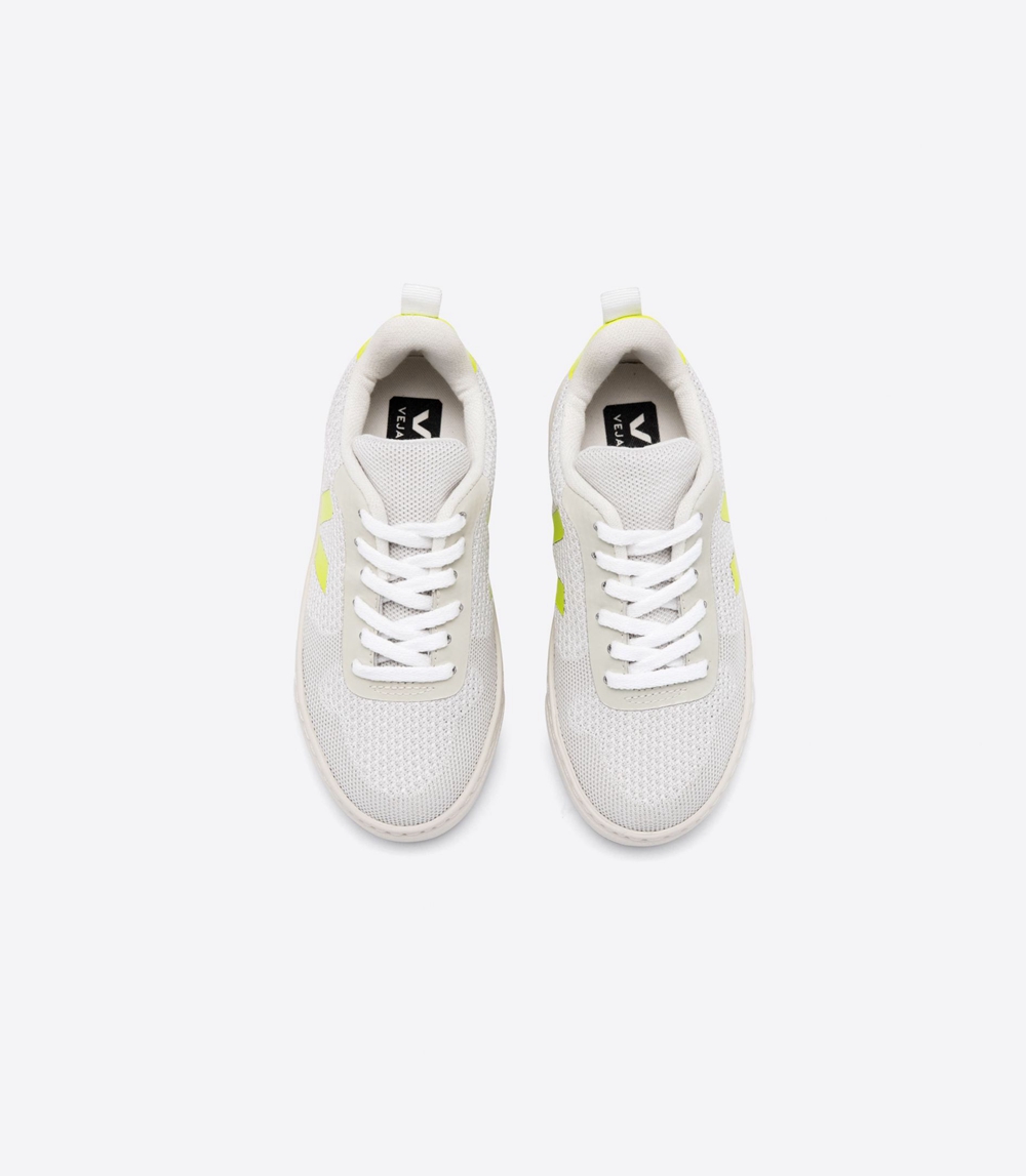 Veja V-10 Mesh キッズ Vegan Sneakers ライトグレー 緑 | QCIN-51086