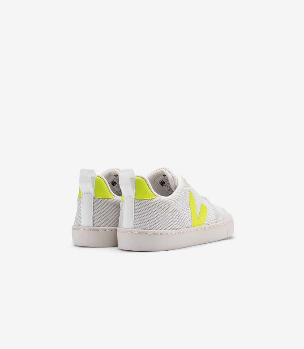 Veja V-10 Mesh キッズ Vegan Sneakers ライトグレー 緑 | QCIN-51086