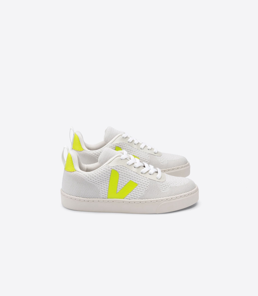 Veja V-10 Mesh キッズ Vegan Sneakers ライトグレー 緑 | QCIN-51086