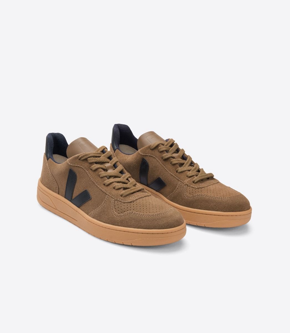 Veja V-10 スエード レディース Vegan Sneakers ブラウン 黒 | OLAE-41793