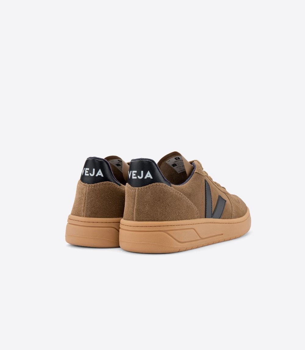 Veja V-10 スエード レディース Vegan Sneakers ブラウン 黒 | OLAE-41793