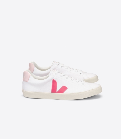 Veja Esplar キャンバス レディース Vegan Sneakers 白 ピンク | UOTI-10728