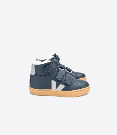 Veja Esplar ミッドカット レザー キッズ ランニングシューズ ネイビー 白 | ISVD-27968