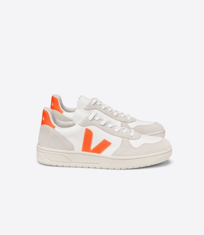 Veja V-10 B-Mesh メンズ Vegan Sneakers 白 オレンジ | HESC-80417