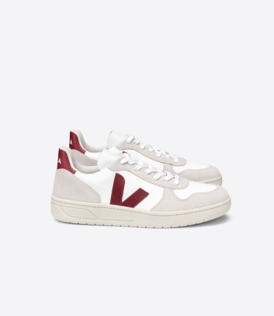 Veja V-10 B-Mesh レディース Vegan Sneakers 白 赤 | TDOF-29145