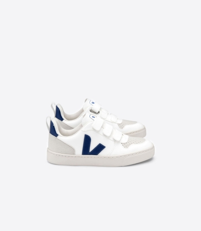 Veja V-10 CWL キッズ Vegan Sneakers 白 ネイビー | LDCX-82701