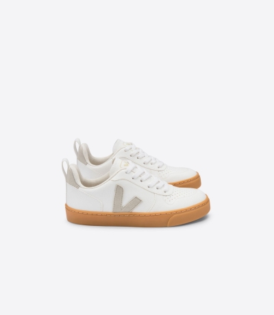 Veja V-10 CWL キッズ Vegan Sneakers 白 ベージュ | UTWD-45381