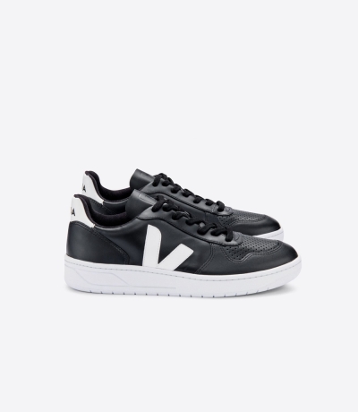 Veja V-10 レザー メンズ Vegan Sneakers 黒 白 | BRYC-26574