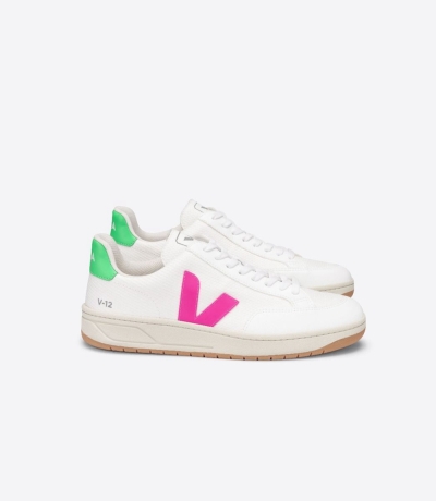 Veja V-12 B-Mesh レディース Vegan Sneakers 白 緑 | JQOT-68192