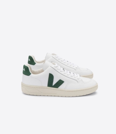 Veja V-12 レザー メンズ ランニングシューズ 白 緑 | YZNW-34081